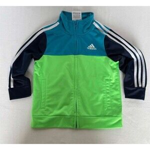 Adidas Toddler Track Jacket 18M Blue Green Full Zip Athletic